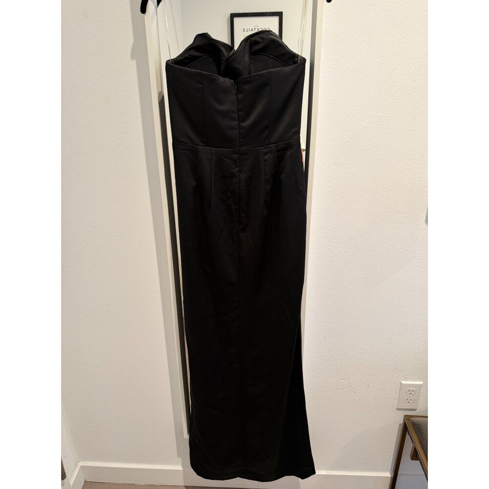 House of CB Adrienne Black Satin Strapless Corset Maxi M black - Picture 8 of 11